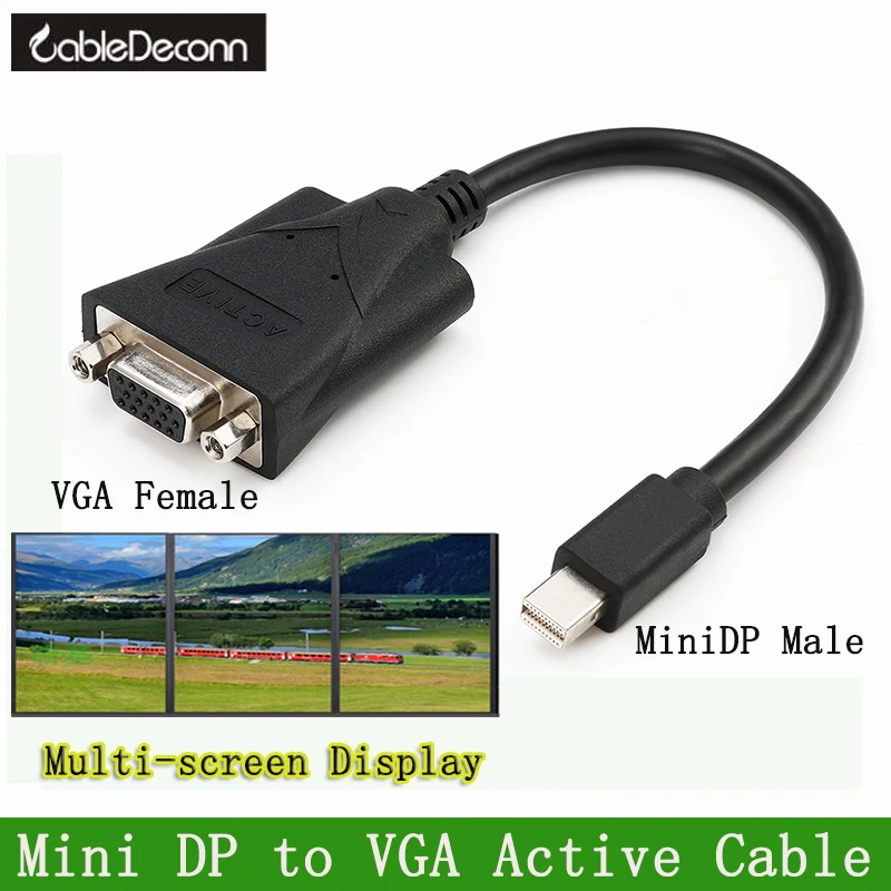 

CableDeconn Mini DisplayPort to VGA HDMI Active Adapter Thunderbolt to VGA Male to Female Splittable Eyefinity Screen Converter