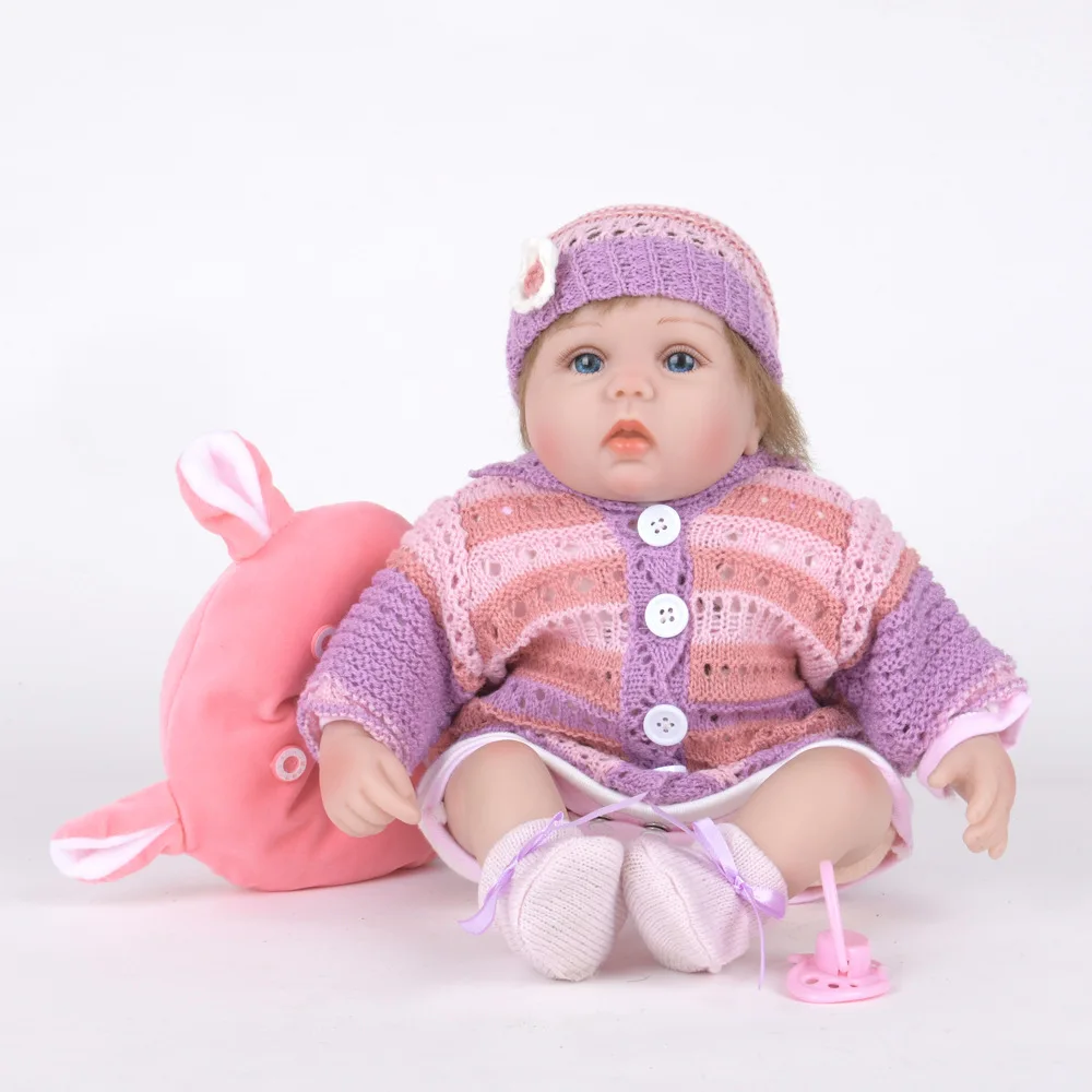 

40cm Exquisite Newborn Girl Doll Silicone Soft Realistic Reborn Baby Dolls with Cloth Body Toy for Children Birthday Xmas Gift