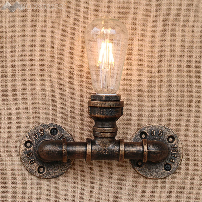 

LFH Industrial Style Water Pipe Retro Loft Wrought Iron Vintage Wall Lights Home Bedside Edison Wall Lamp Fixture Indoor Light
