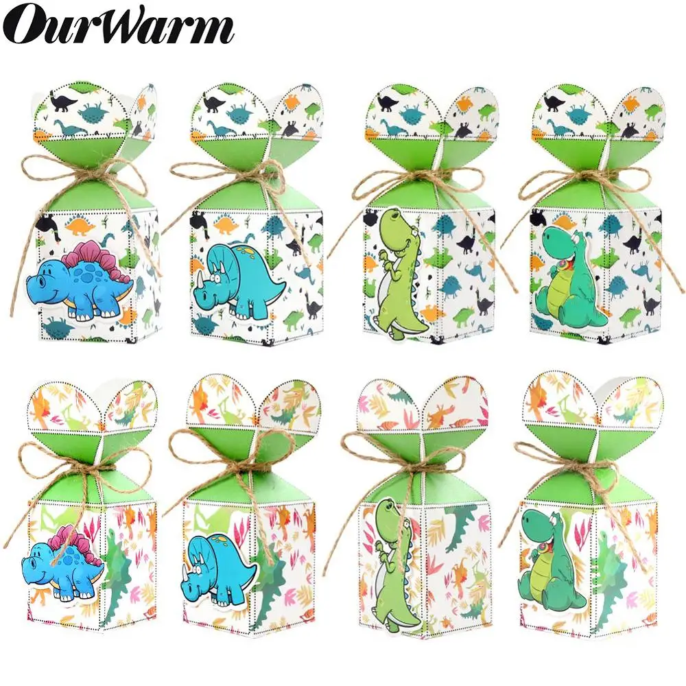 

OurWarm Dinosaur Party Supplies 12pcs Candy Box Gift Bag Animal Jungle Birthday Party Decor Baby Shower Kids Gift Dinosaur Theme