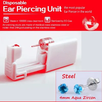 Steel 4mm Square Aqua zircon