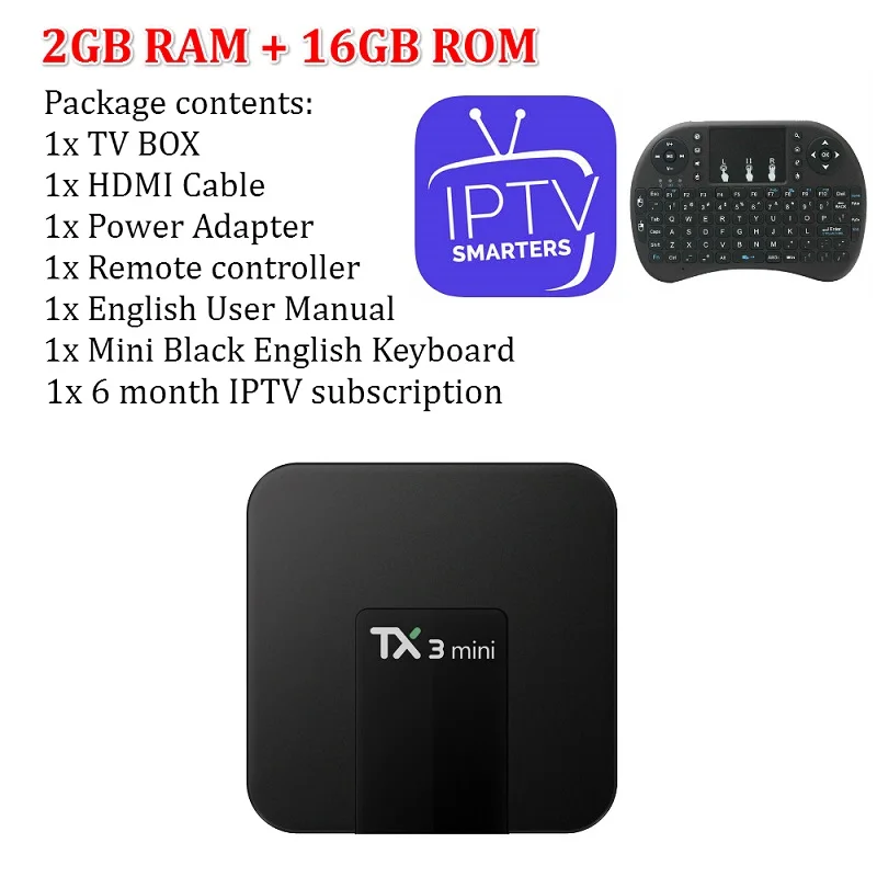 ТВ приставка TX3 мини Android ТВ приставка IP tv Android 7,1 OS 1 ГБ/8 ГБ 2 ГБ/16 ГБ Amlogic S905W четырехъядерный Смарт ТВ приставка 2,4G WiFi медиаплеер - Цвет: 2G with 6 month IPTV