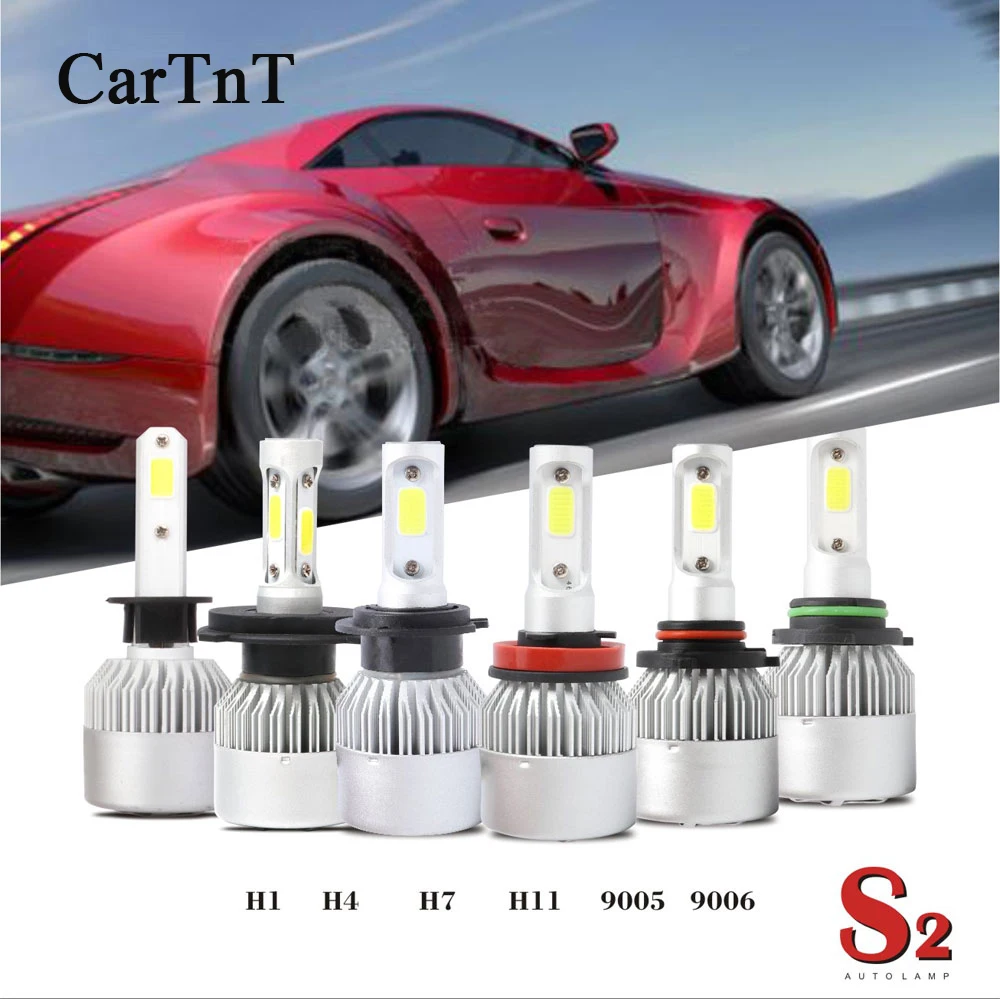 CarTnT 1 пара H7 светодиодный светильник H4 H1 H3 H11 9006 HB3 фонарь для авто 6000K 72W 16000LM