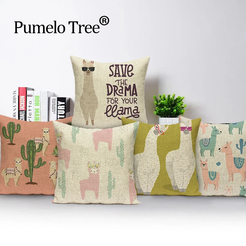 

Custom Alpaca Pillow Cover 45*45 cm Cushion Covers Lovely llama Throw Pillows Printed Cushions Cover Home Decoration Pillowcase