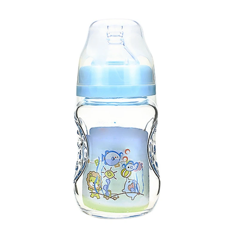 1Pcs Baby Feeding Bottle 150ml large Mouth caliber glass Fruit juice cup bottle Newborn baby supplies silicone teat