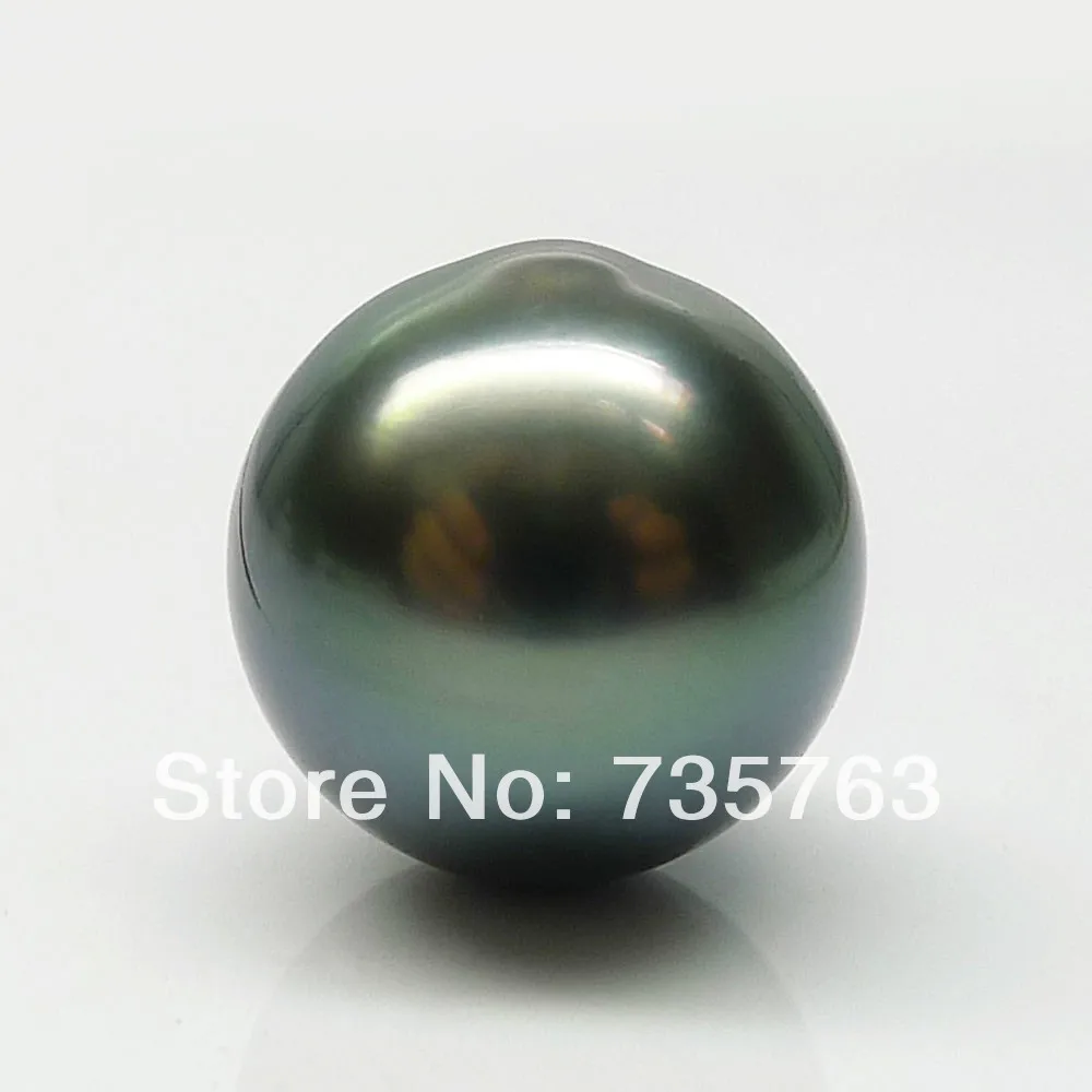 

xiuli 00076 LUSTER!GREEN DROP 11.4*11.6MM GENUINE LOOSE TAHITIAN PEARL