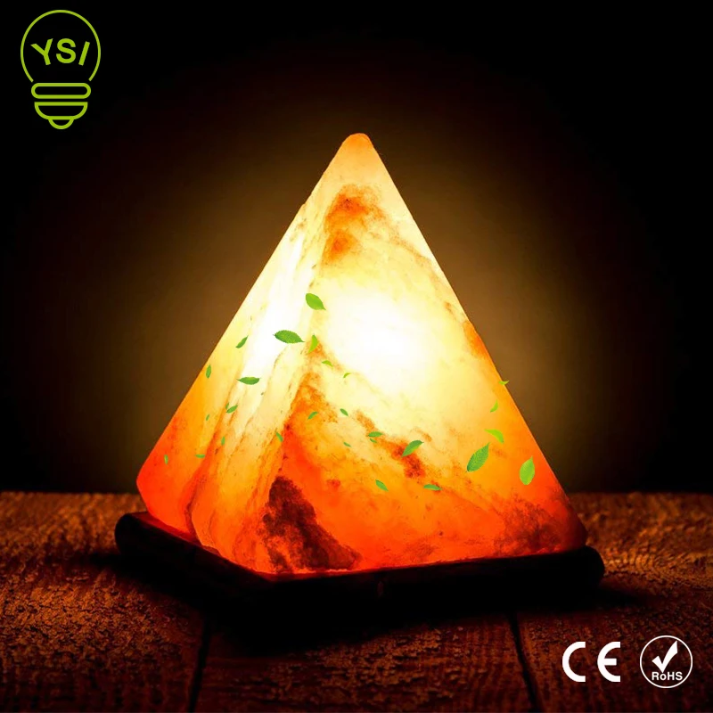  USB Himalayas Salt Lamp Air Purify RGB Round Natural Triangle Crystal Rock Lamp Wooden Base Colorfu - 32911159426