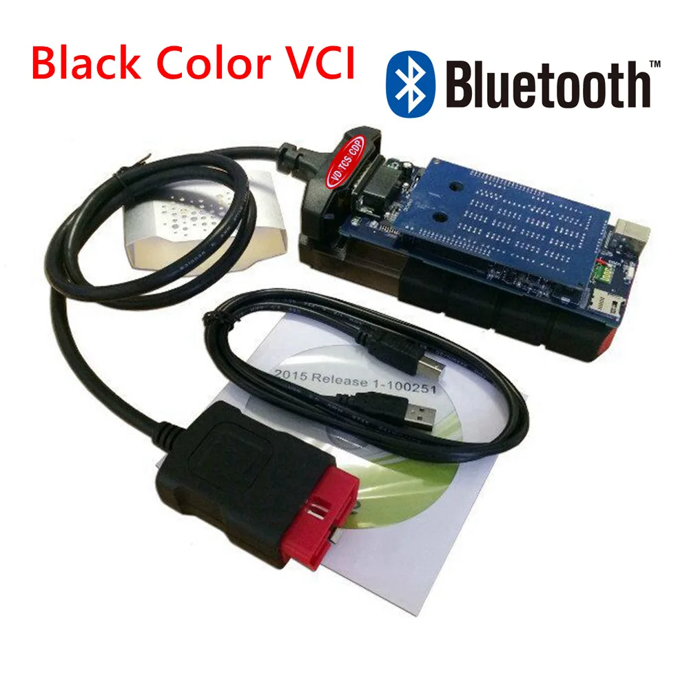 Реальные,3 R3 VD TCS CDP Pro Plus с Bluetooth для OBD2 Автомобильная Марка EOBD/грузовик/Generic диагностический инструмент - Цвет: Black Bluetooth