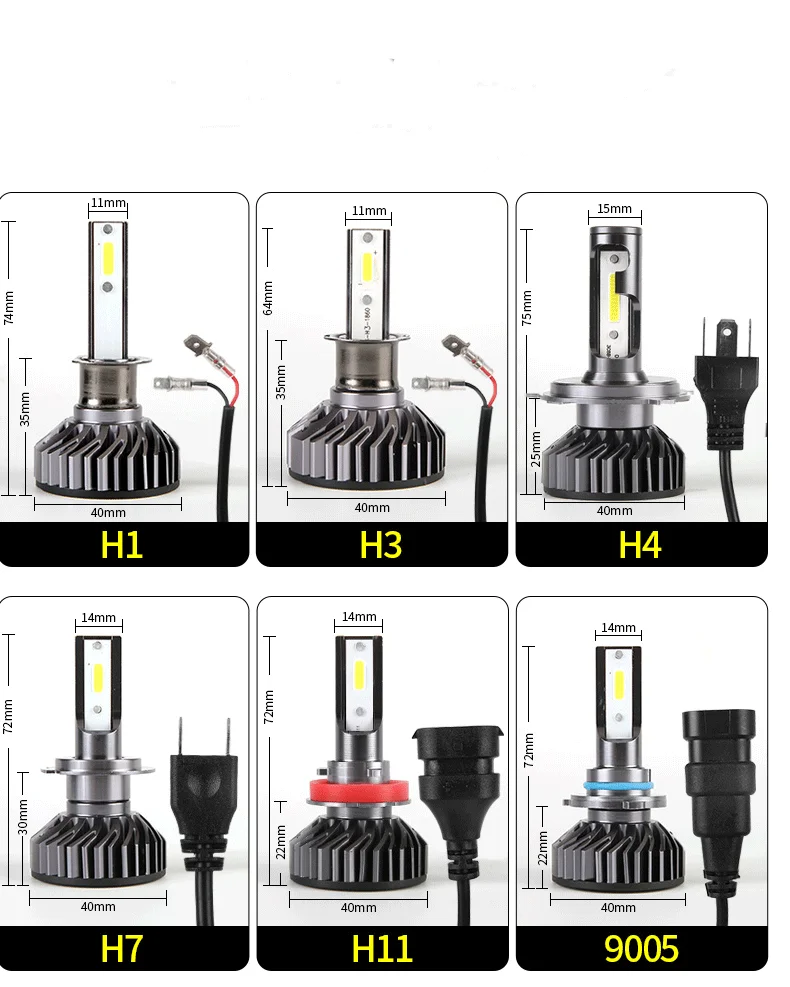 TCYATO мини Canbus лампада H4 H7 светодиодный светильник 12V 7200LM 4300 K 6000 K 3000 K лампа H3 h1 9005 HB3 9006