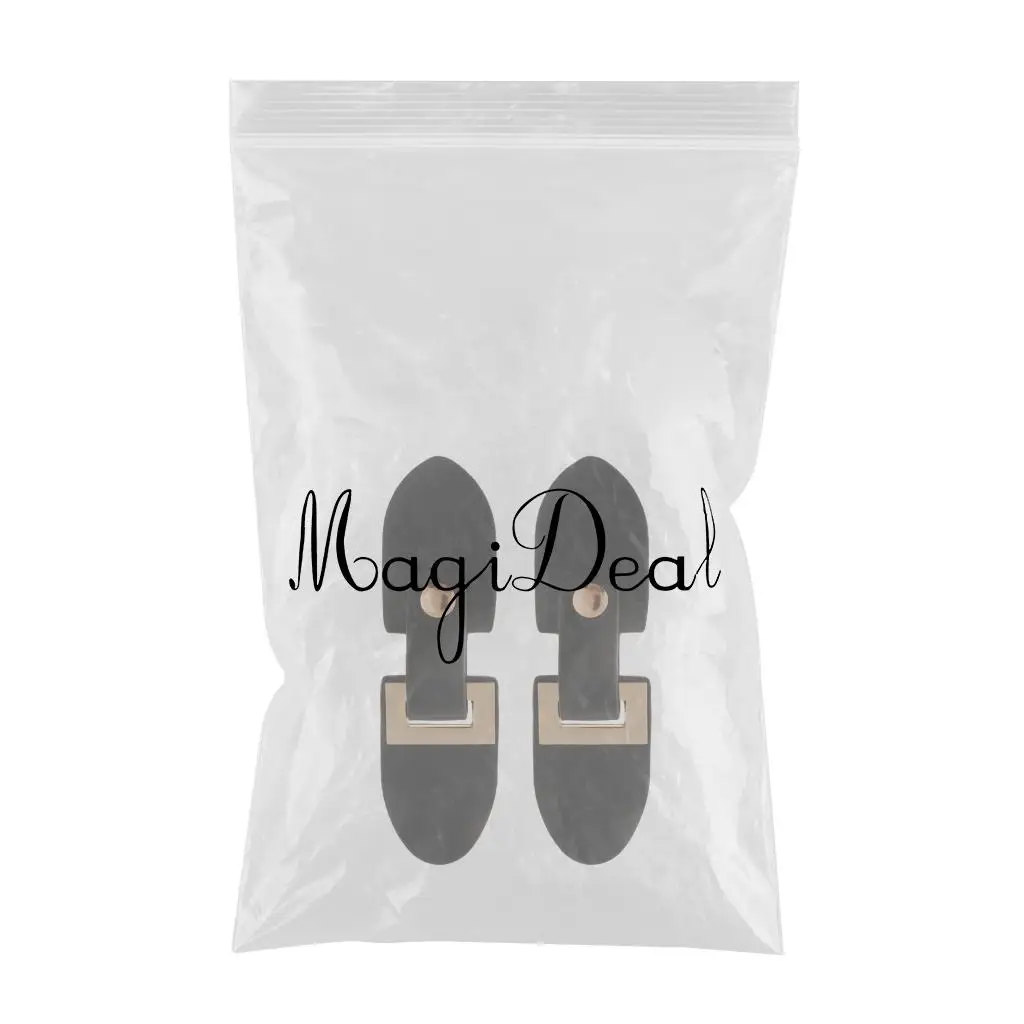 2 Pairs PU Sew on Leather Closures Snap Toggle Button Coat Fastener For Clothes Decor Black