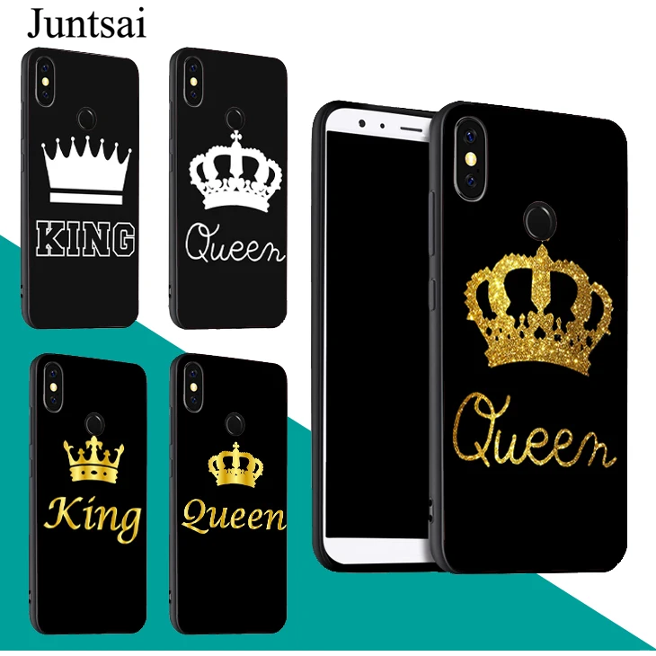 Luxury King Queen Crown Couple Case For Redmi Note 9 Pro 9S 8T 8 Pro 9A 9C For Mi 9 9T Note 10 Lite For POCO X3 Couqe image_0