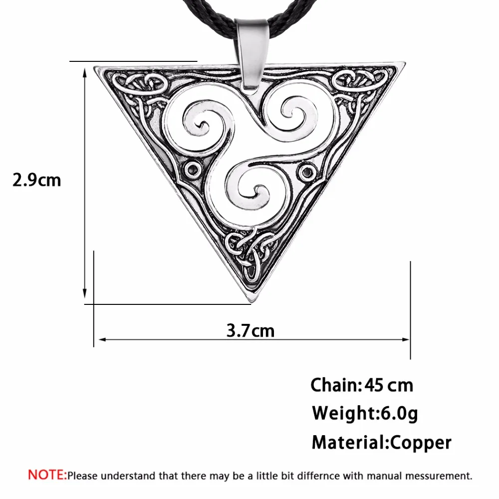 Славянская спираль трискель треугольник ожерелье Викинг Винтажные Ювелирные изделия Геометрическая подвеска, кельтская Серебряная трискелионовая Подвеска для мужчин и женщин