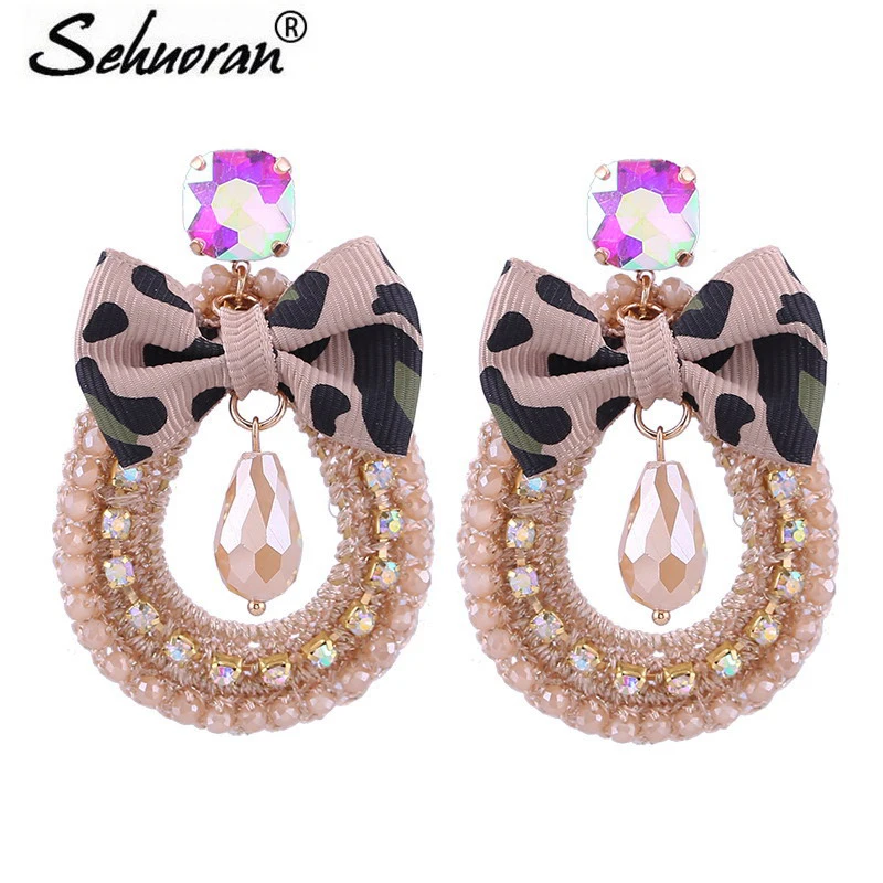 

Sehuoran Crystal Beads Water Drip Earrings For Woman Crystal Stone Oorbellen Wedding Earrings Tiger Butterfly Festival