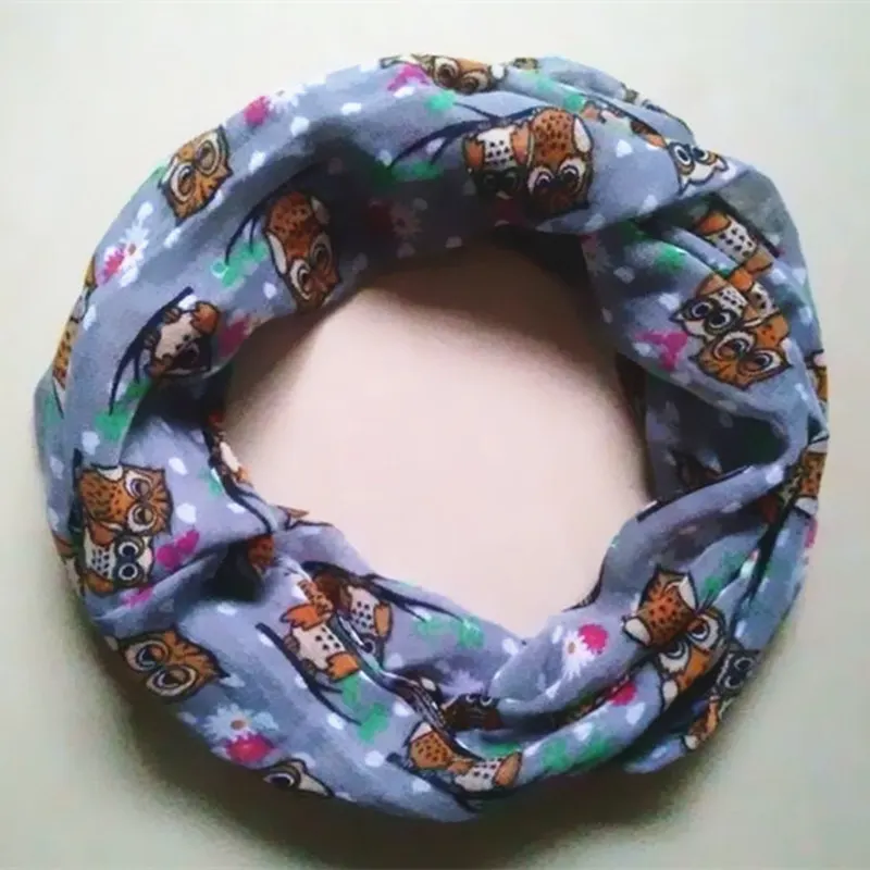 Детский шарф с принтом совы детский кольцами аксессуар для детей|circle loop|owl print
