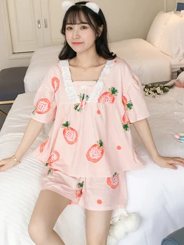 

Women Pajamas sets Sexy Women Sleepwear V Neck Flower Print Summer Pyjama Nightsuits Pajamas for Women Homewear