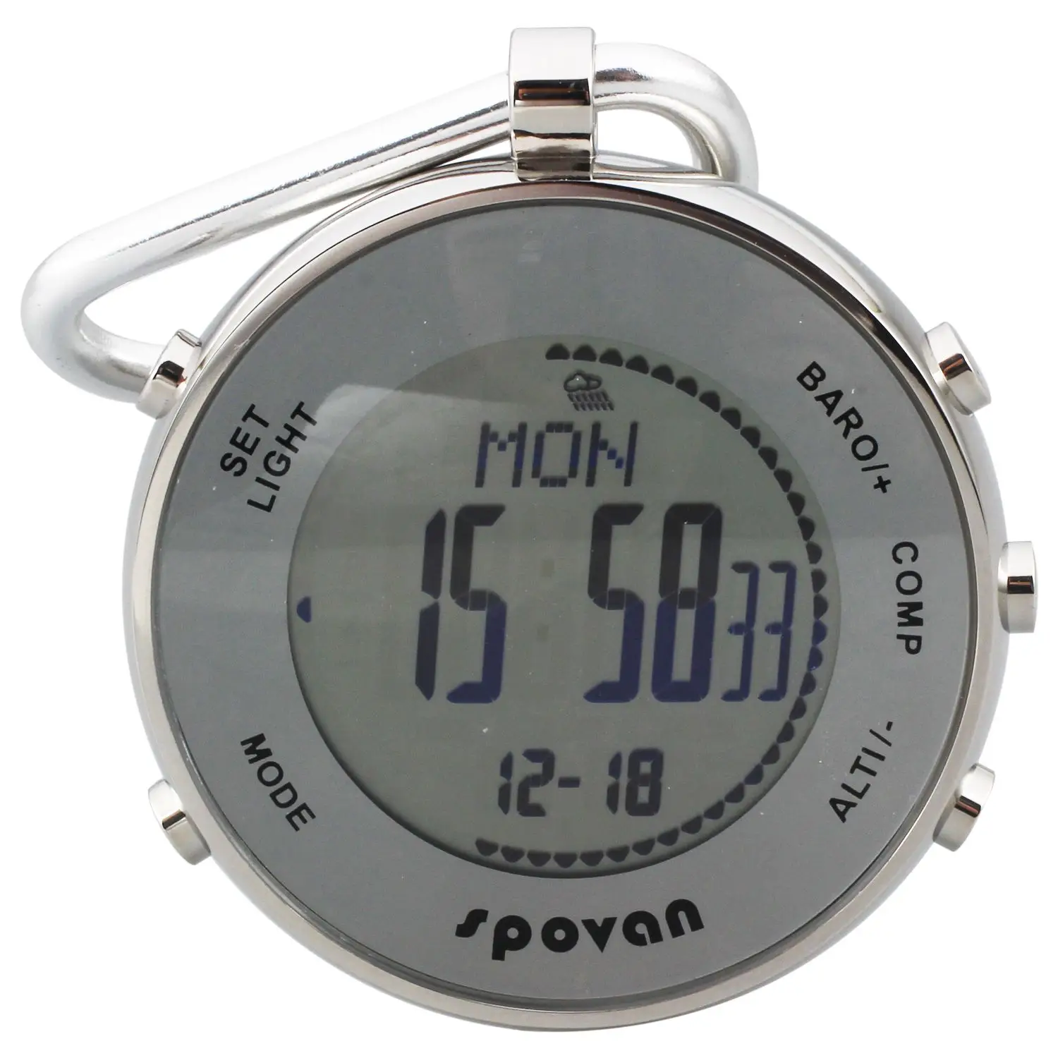 

spovan White Multifunctional Outdoor Sport Pocket Watch with Altimeter/Barometer/Thermometer/Weather Forecast/Stopwatch/Compas