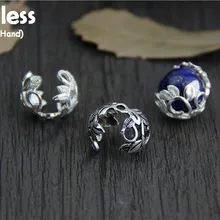 Бесклеевая настоящая 925 пробы, серебряное Бисероплетение, аксессуары, ювелирное изделие, самодельные бусины, фурнитура ручной работы, этнические Полые ювелирные изделия, винтажное ювелирное изделие