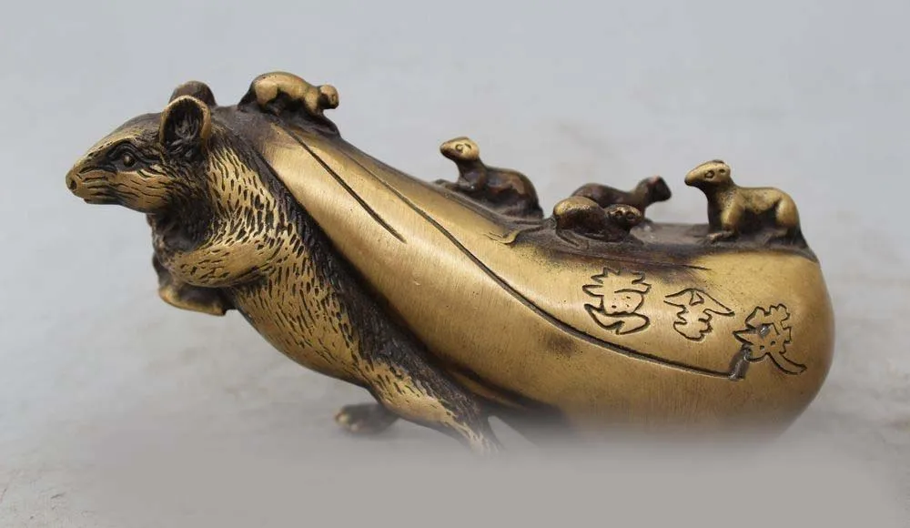 

china chinese bronze fengshui animal zodiac Mouse Rat Mice Wealth lucky statue