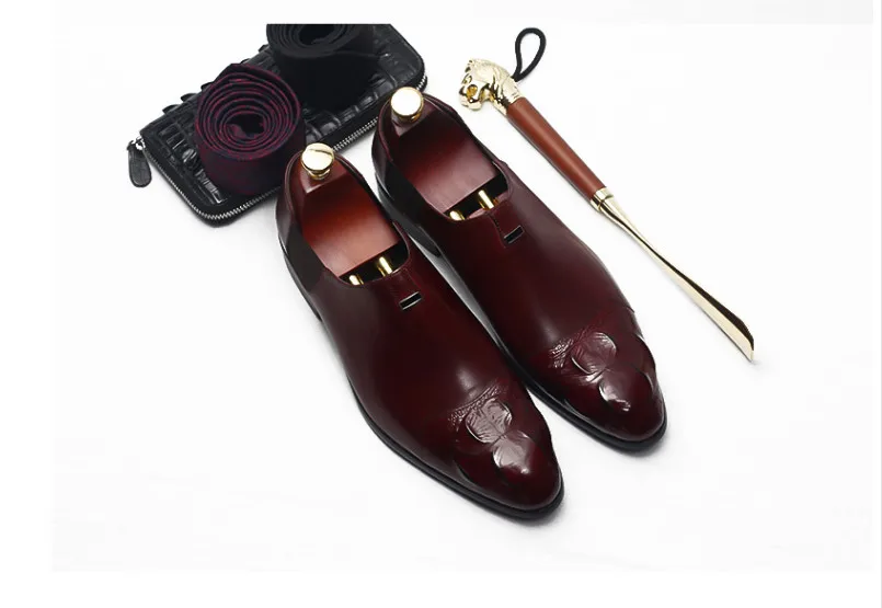 England Style Men Popular Fashion Genuine Leather Business Dress Shoes Men Black Genuine Leather Work Shoes - Цвет: as pic