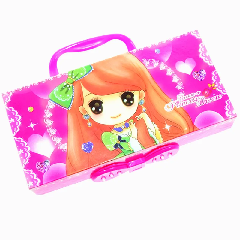 

School supplies pencil box pouch holder kawaii cute handle material escolar 3 layer pencil case with lock pencil cases for kids
