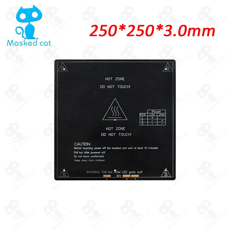 

Hot Bed 250*250*3mm large area printing size 12/24V double voltage heating hot bed heated bed plate 3D printer free shipping
