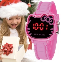 Розовые праздничные часы для девочек, модные детские часы с милым мультипликационным принтом, модные наручные часы, Relogio Led, детские часы