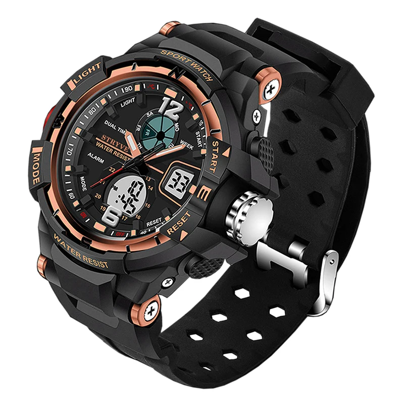 Stryve 8012 Роскошные Брендовые спортивные мужские часы водонепроницаемые кварцевые
