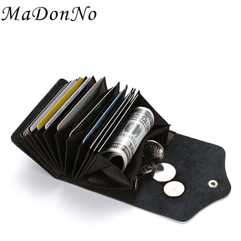 

MaDonNo Genuine Leather Credit Card Money Clip Mini Male Purse Money Pocket Bag Cash Holder Men Clip Wallet with money clip 2018