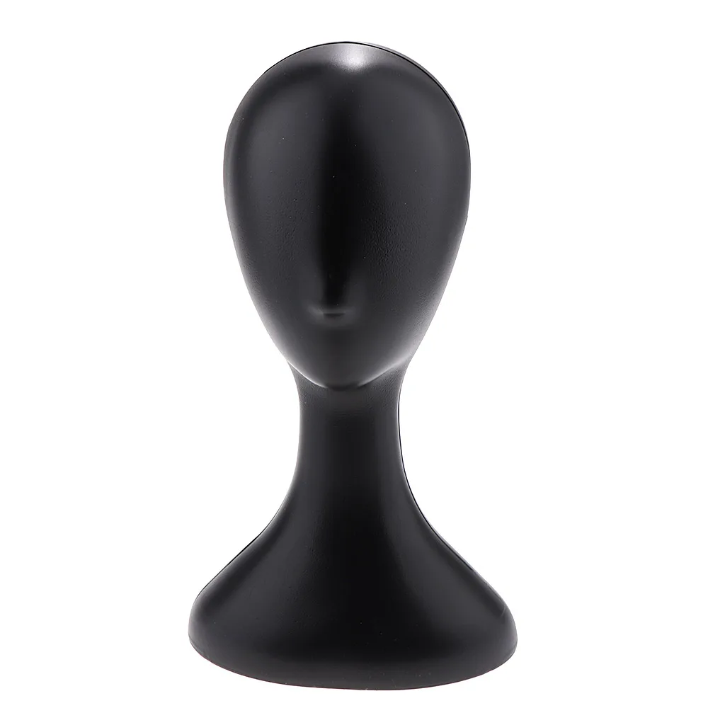 Female Abstract Egghead Mannequin Head with Long Neck Wig Hair Hat Cap Display Stander - Black/Purple/Pink Optional