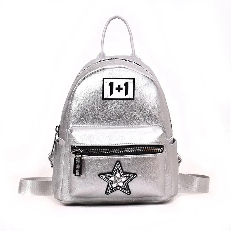 

KYYSLO Pentagram College Wind Backpack Shoulder Bag Women Backpack Pu Leather Europe And America Fashion Large Capacity