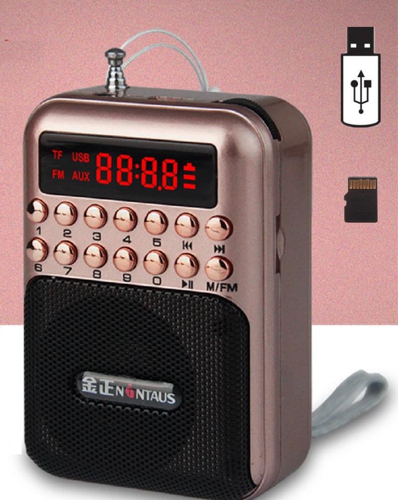 Карманное радио FM радио мини портативный Перезаряжаемый радио приемник динамик поддержка USB TF карта музыкальный MP3 плеер
