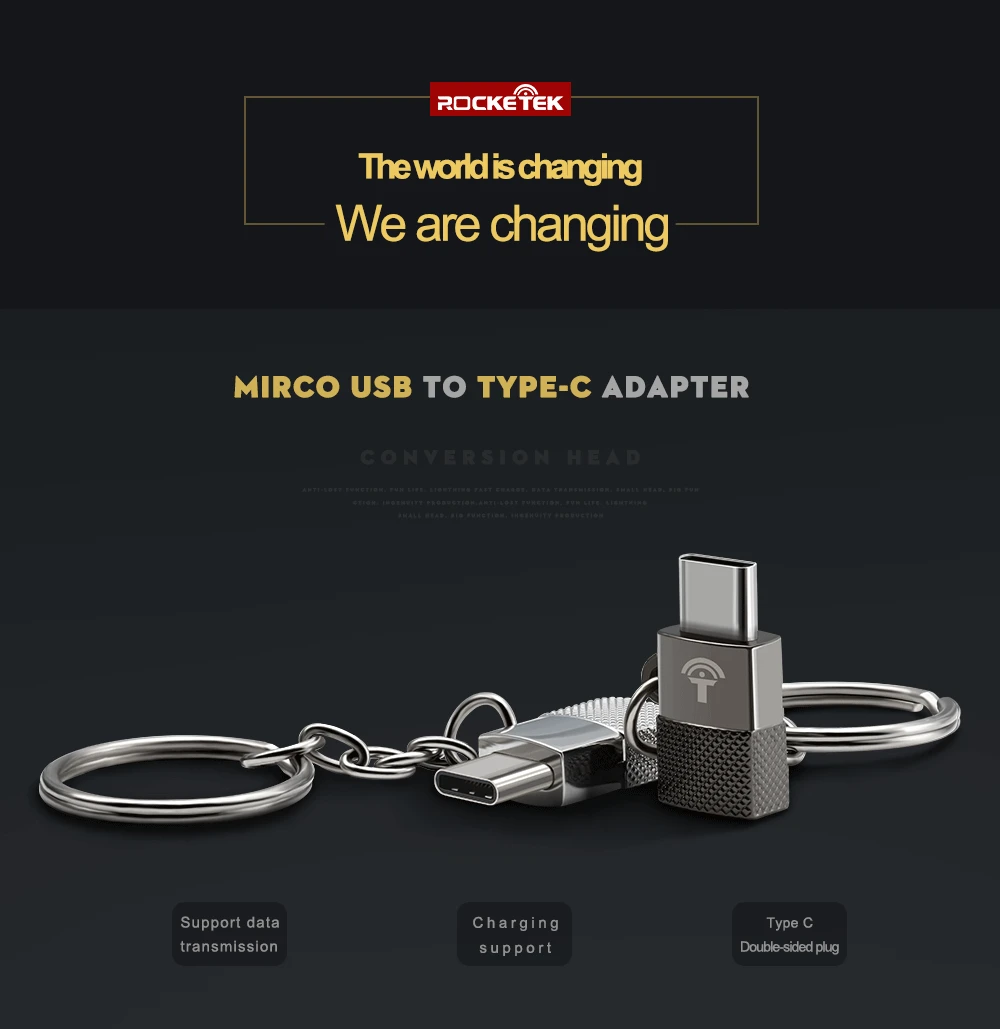 Rocketek Micro USB к type c OTG адаптер алюминиевый телефон type-c аксессуары мужской разъем для Xiaomi OnePlus LG Nexus 5X6 P