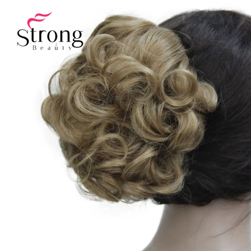 E-945B 19(Fashion Women's light strawberry blonde Synthetic short Curly Wavy Claw Clip Ponytail Pony Tail Hair Extension hairpiece (2)