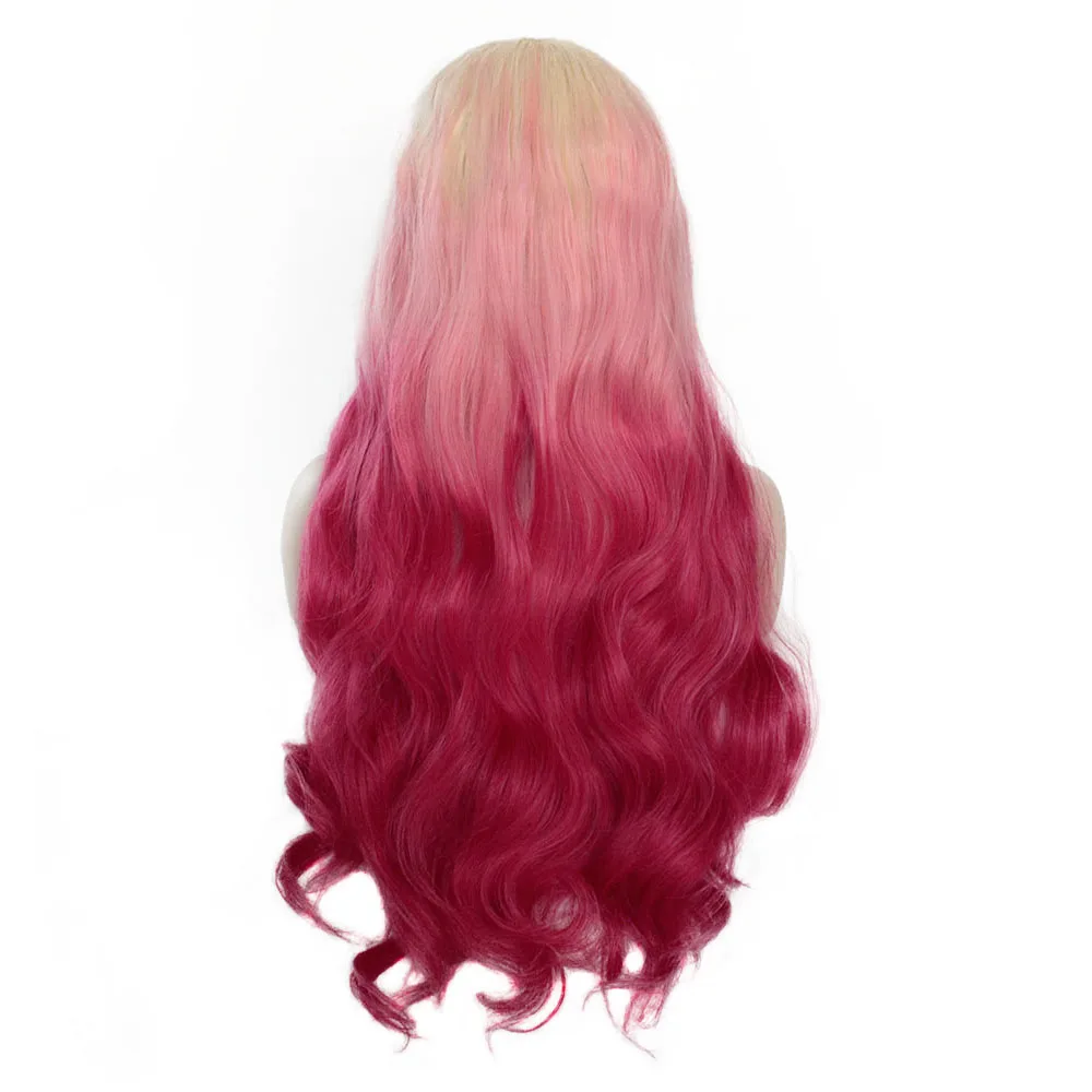 V'NICE волнистый парик розовый красный синтетические парики на кружеве для белых женщин Косплей Длинные волнистые термостойкие волокна фронтальные волосы