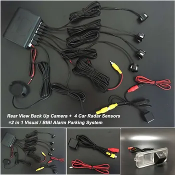 

Car Parking sensor 4 sensors Buzzer Backup Radar Detector System Reverse Sound Alert + Car Camera For Hyundai Santa Fe 2013~2015