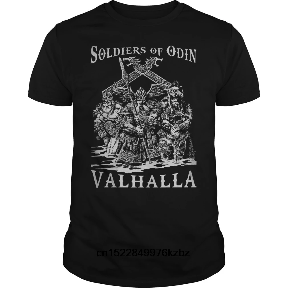 Funny Men t shirt Women novelty tshirt VALHALLA SOLDIERS OF ODIN cool T-Shirt | Мужская одежда