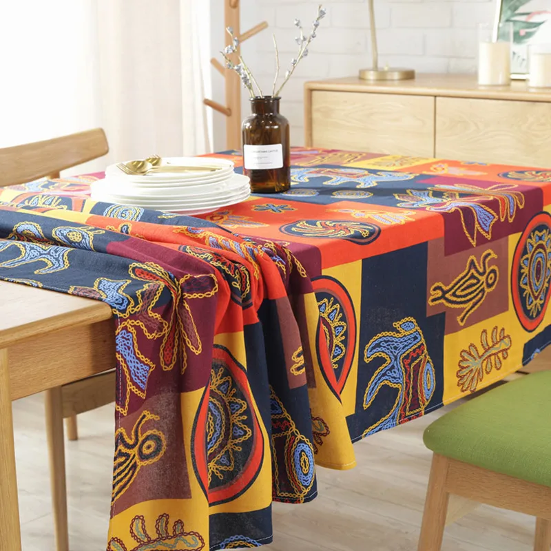 Классическая скатерть Maya в национальном стиле с красочным принтом, бохо, покрытие для стола, мягкий хлопок, лен, богемная скатерть для домашнего декора
