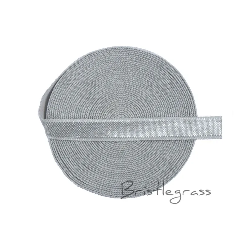 BRISTLEGRASS 100 ярд за рулоном 3/" 10 мм твердые спандекса атласные полосы блестящие не складываются за резинки бюстгальтер ремень платье Кружева отделка Шитье - Цвет: Light Silver
