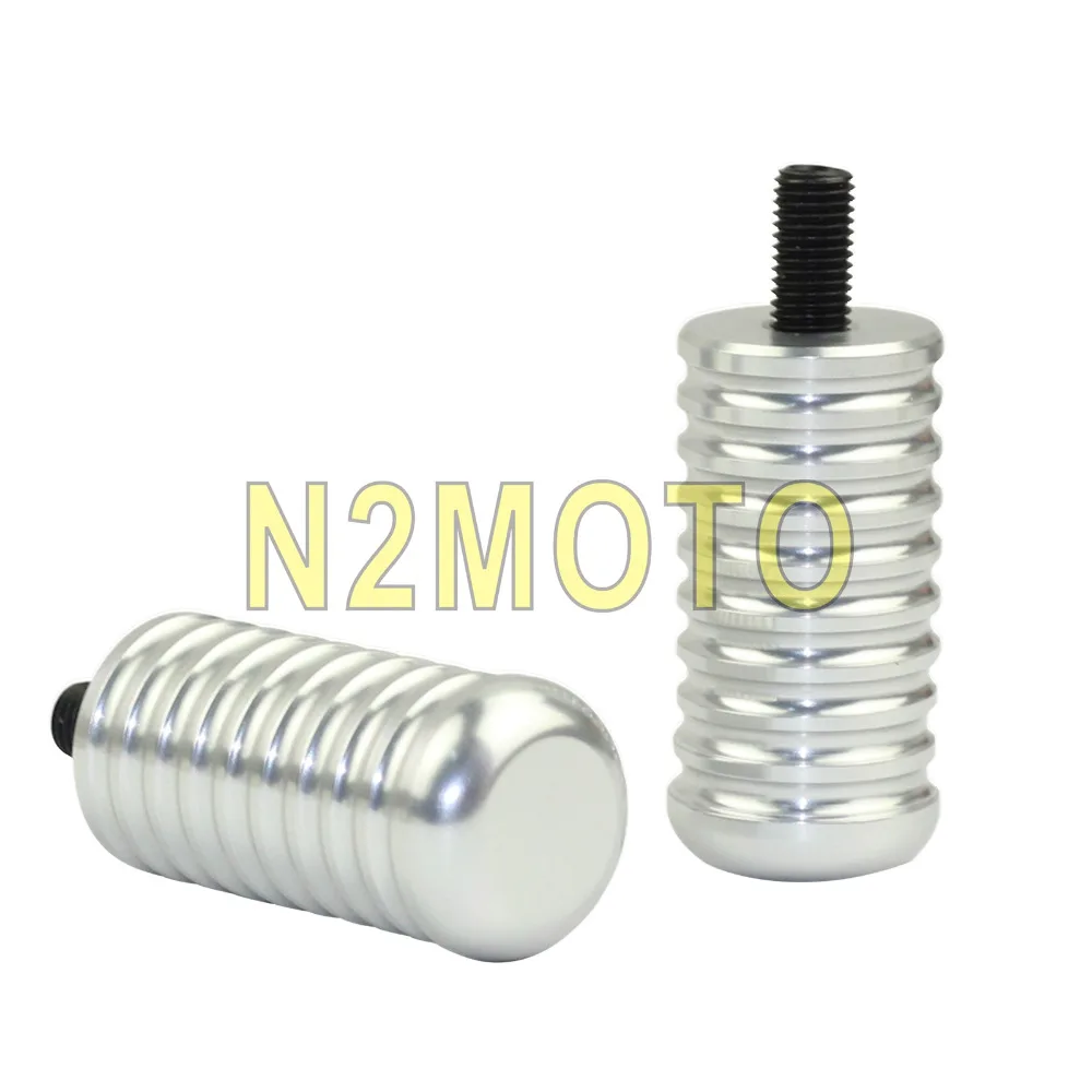 2 PCS Sliver Ribbed Shifter Peg Extended Shifter Peg for Harley