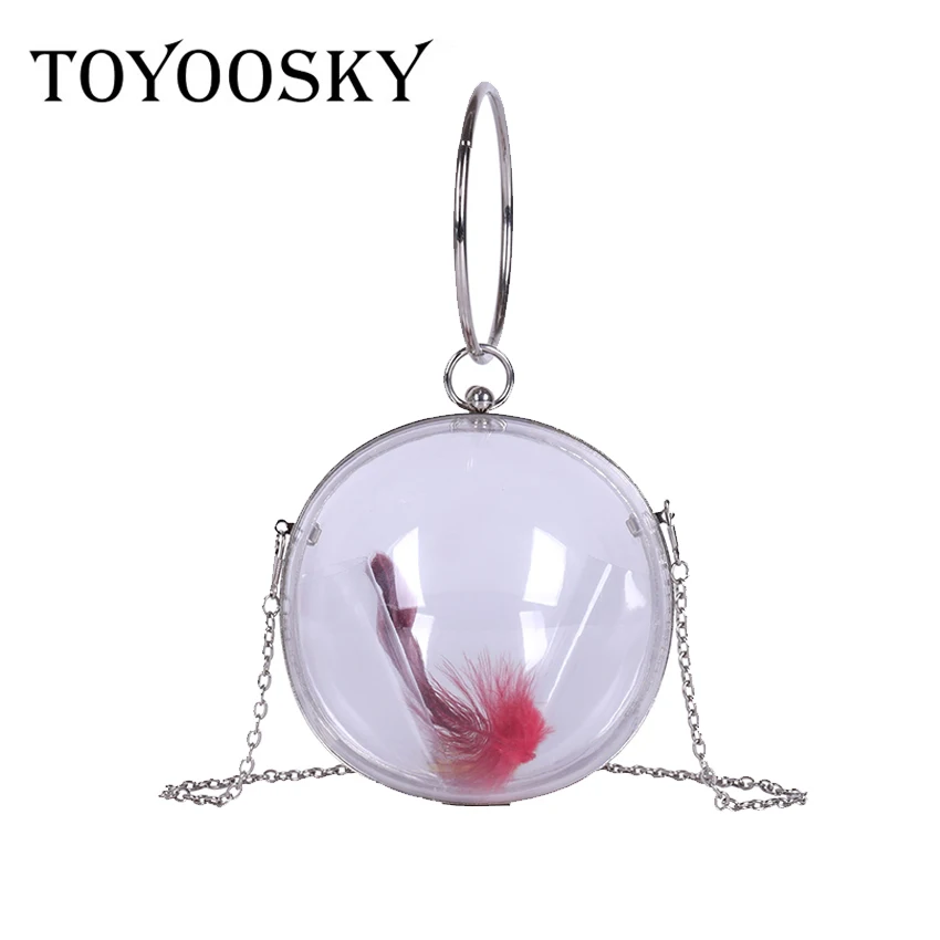 

TOYOOSKY Fashion Women Round Bag 2019 Transparent PVC Women Handbags Circular Women Shoulder Evening Bag Circle Crossbody Purse