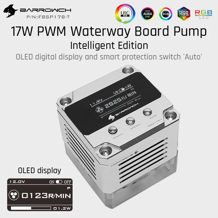 Kaufen Barrowch FBSP17B T, 17W PWM Intelligente Wasserstraße Bord Pumpe, OLED Digital Display, nur Für Barrow Wasserstraße Boards,