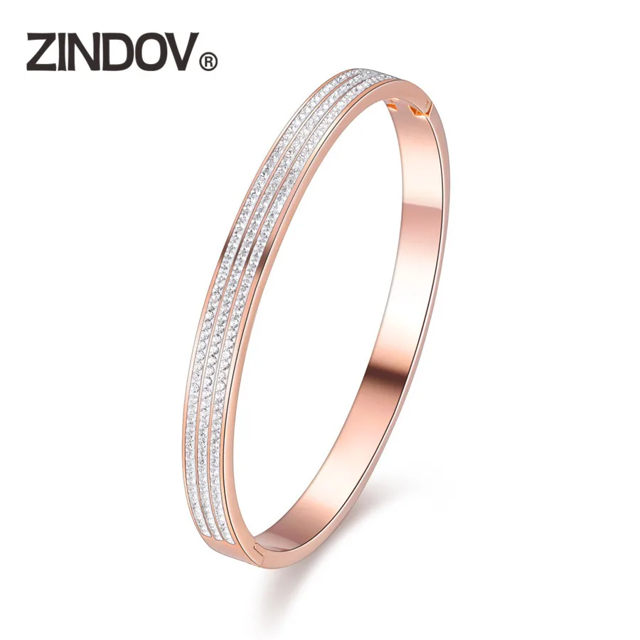 ZINDOV Quality New Stainless Steel Rose Gold Bangles Bracelet For Women