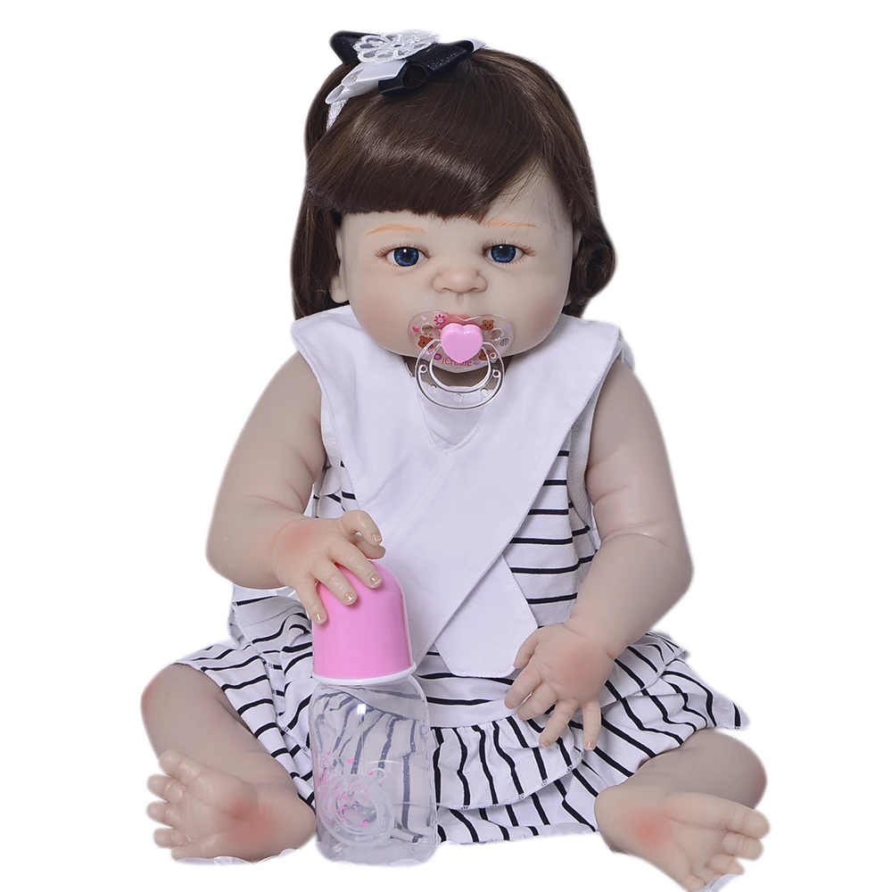 

New Arrival Full Silicone vinyl Reborn Menina 23'' Realistic Reborn Dolls Model Lifelike Newborn Baby Dolls Girl Playmates Toys