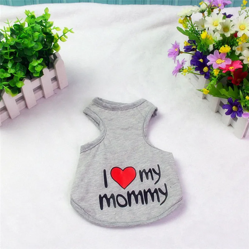 Высококачественная мягкая хлопковая дышащая одежда с надписью «I Love My Mommy Puppy Dogs», повседневная одежда весна, лето, домашний питомец, футболка, пальто, жилеты для собак