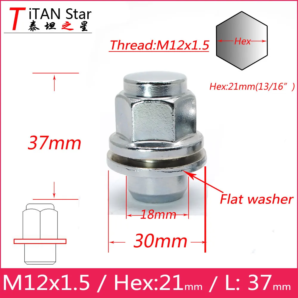 1 шт. гайки для колес M12x1.5 5 с шайбой подходят toyota Lexus серии rav4 гайка шин Corolla Crown Pardo