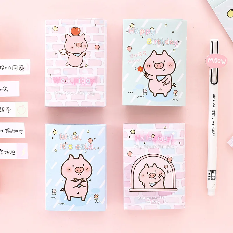 Милый Hello Piggy Wow 6 складной блокнот для заметок N Times Sticky Notes memo notebook Agenda To Do List Bookmark Канцелярские Товары для офиса