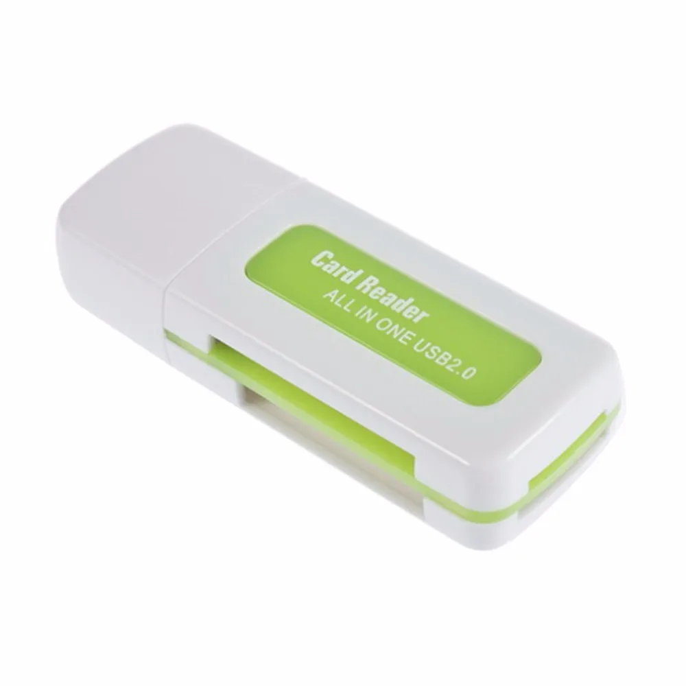 1 шт. USB 2,0 4 в 1 памяти Multi Card Reader для M2 SD SDHC DV Micro SD карты памяти зеленый оптовый магазин