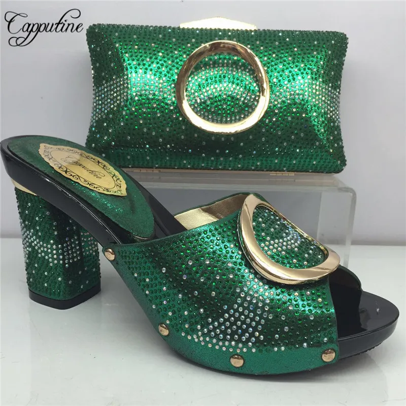 Capputine/новейший комплект из туфель и сумочки со стразами в африканском стиле