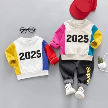 

2019 Cotton Baby Boys Sport Sets Long Sleeve Pullover Hoodies Sweatshirt + Letter Trousers Kids Children Casual 2Pcs Suits