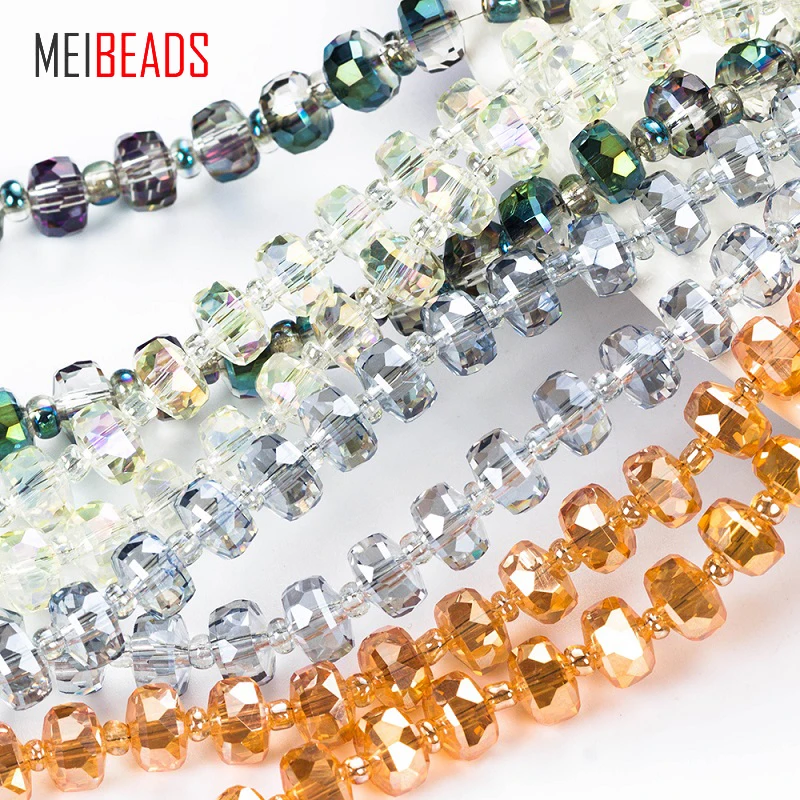 MEIBEADS Crystal Glass Multifaceted Shape Colorful Glass Beads